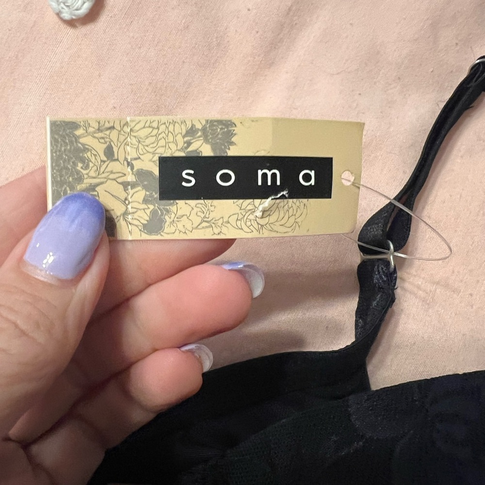 NWT Soma Erica Black Floral Front Closure Underwire Lined Bra 38D - Picture 3 of 10